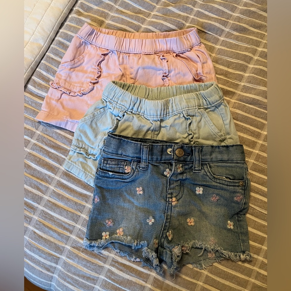 Set of 3 toddler girl shorts